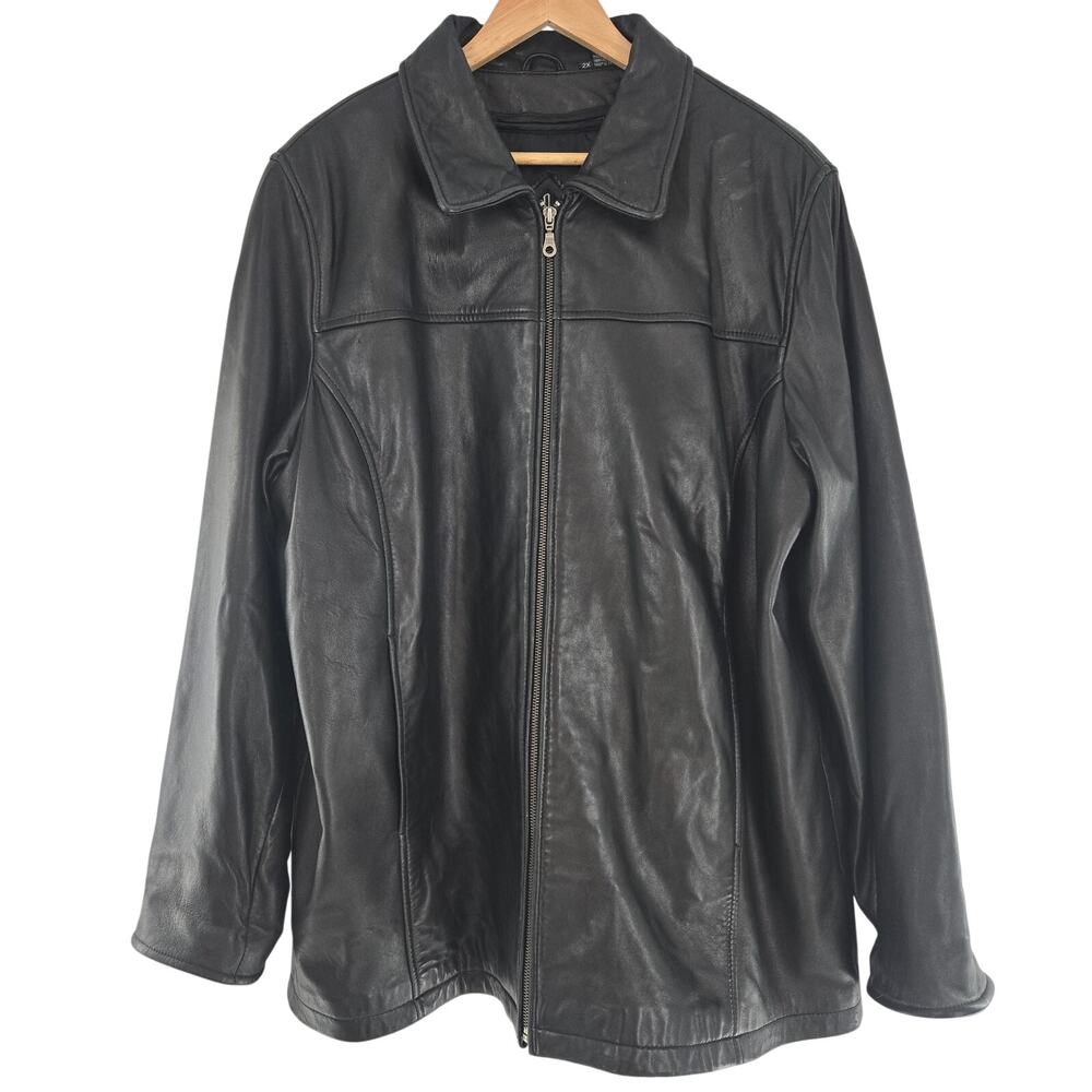 Tibor Mens Vintage 90s Y2K Classic Black Leather Thermalite Lined Jacket 2XL